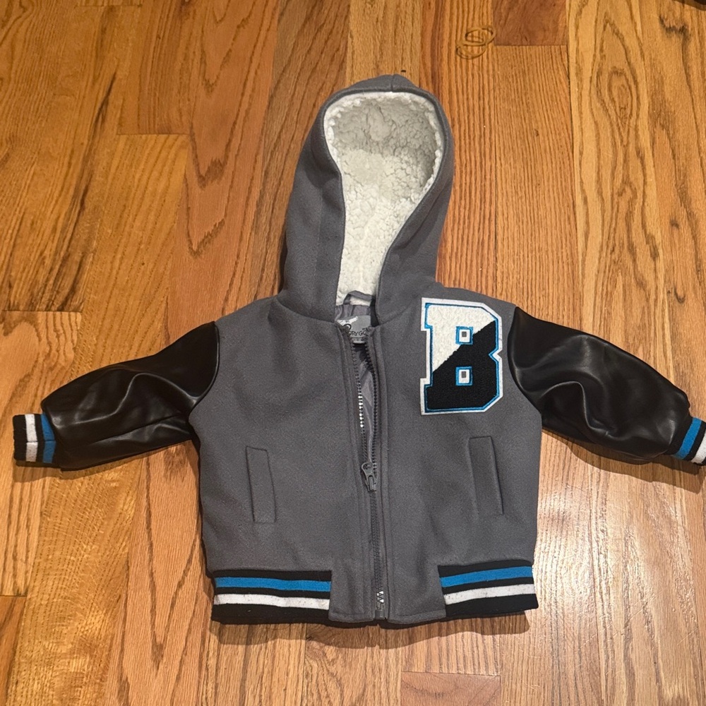Gray and Black Kids Hoodie with Blue Accents